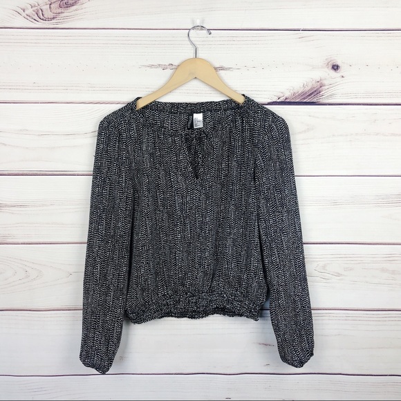 DIVIDED Black Polka Dot Mock Neck Blouse Sz 4 - Picture 3 of 7